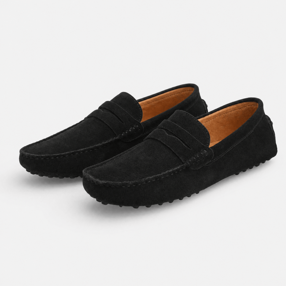 Gentry Morris Black Penny Suede Loafers