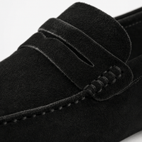 Gentry Morris Black Penny Suede Loafers