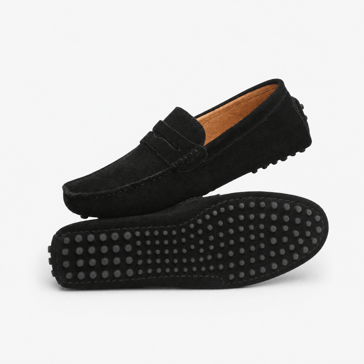 Gentry Morris Black Penny Suede Loafers