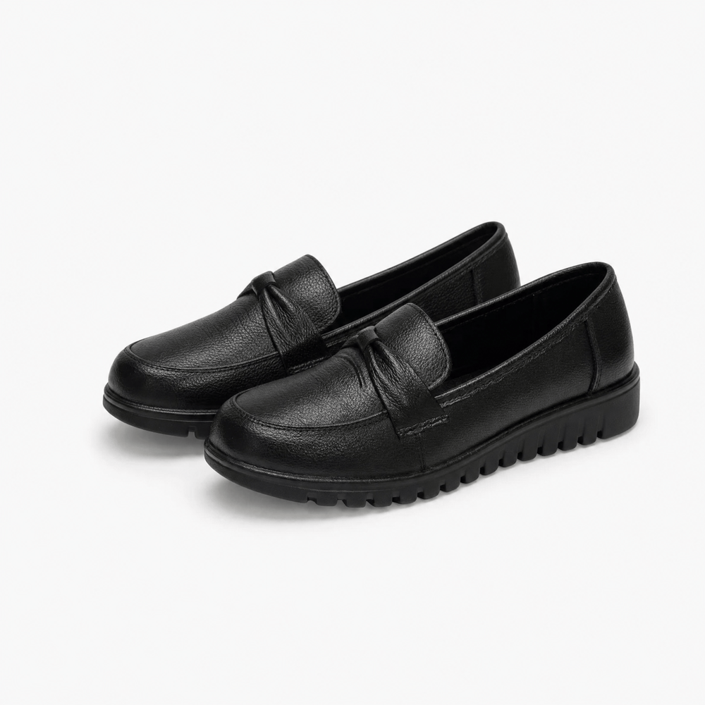 Gentry Morris Black Platform Loafers Bow Detail