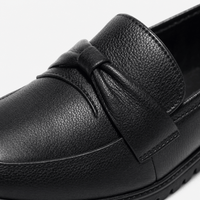 Gentry Morris Black Platform Loafers Bow Detail