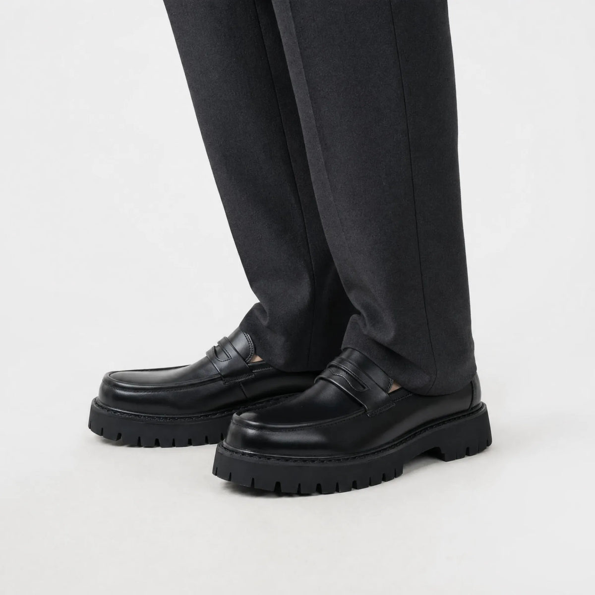 Gentry Morris Black Platform Loafers Mens Chunky
