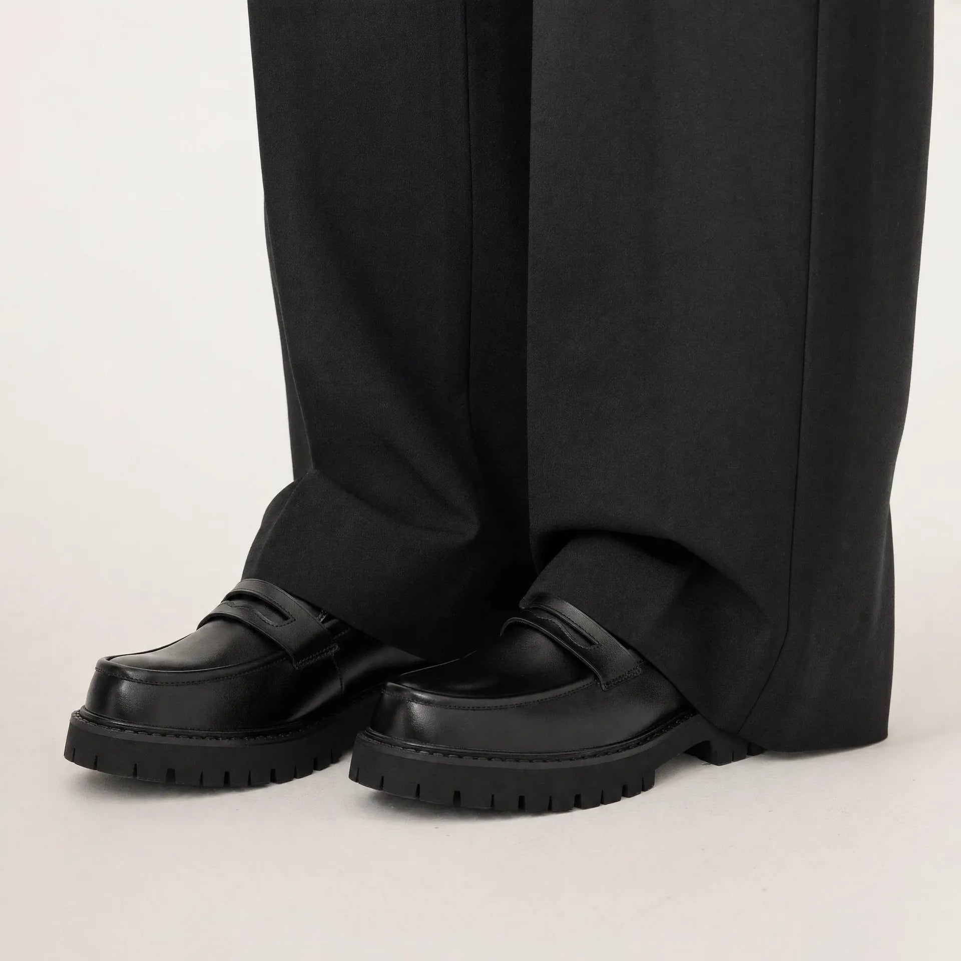 Gentry Morris Black Platform Loafers Mens Chunky