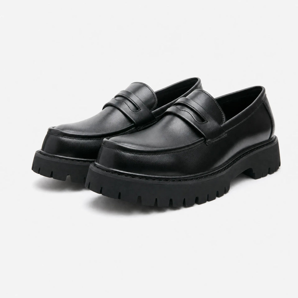 Gentry Morris Black Platform Loafers Mens Chunky
