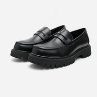 Gentry Morris Black Platform Loafers Mens Chunky