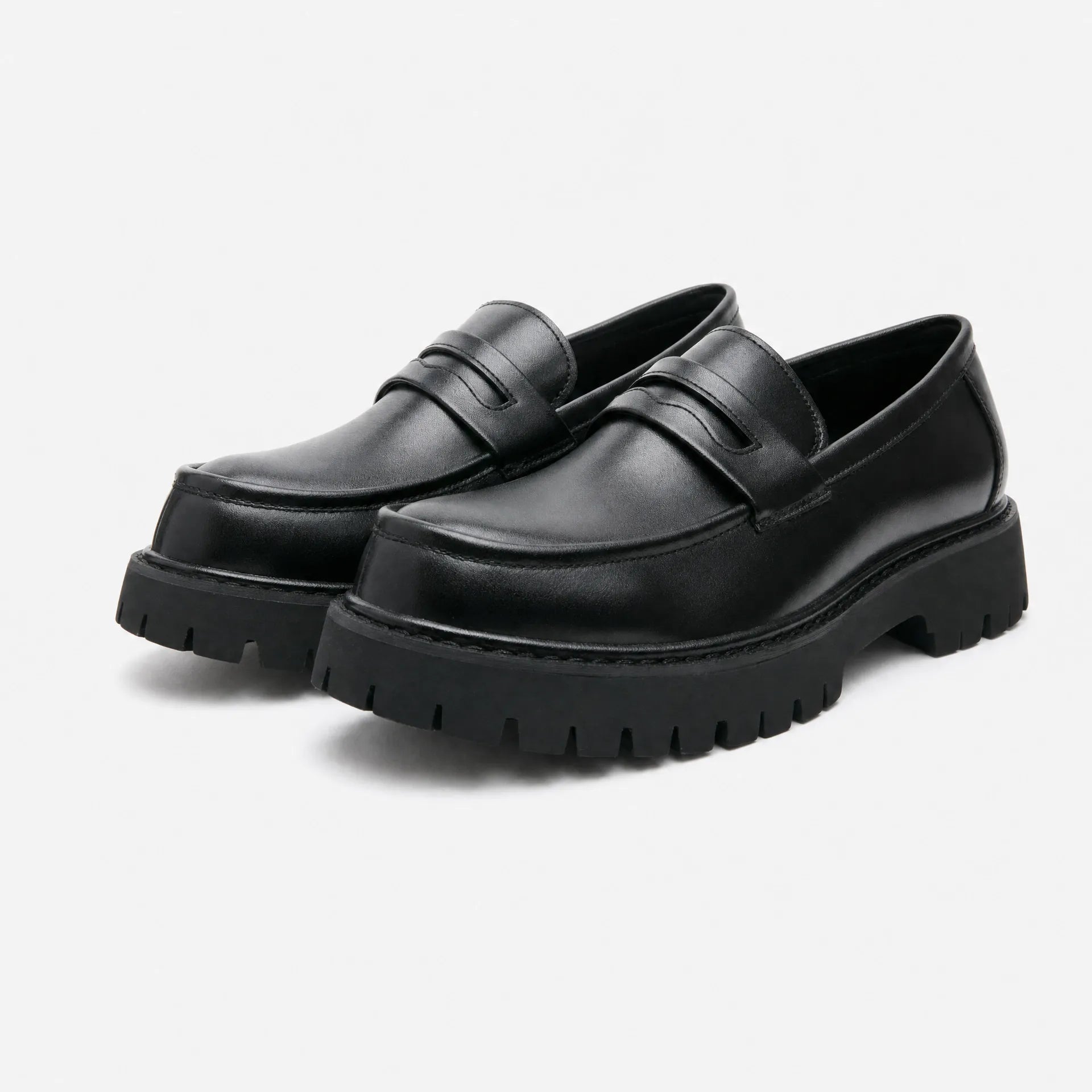 Gentry Morris Black Platform Loafers Mens Chunky