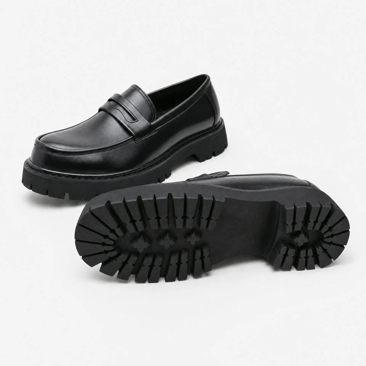 Gentry Morris Black Platform Loafers Mens Chunky