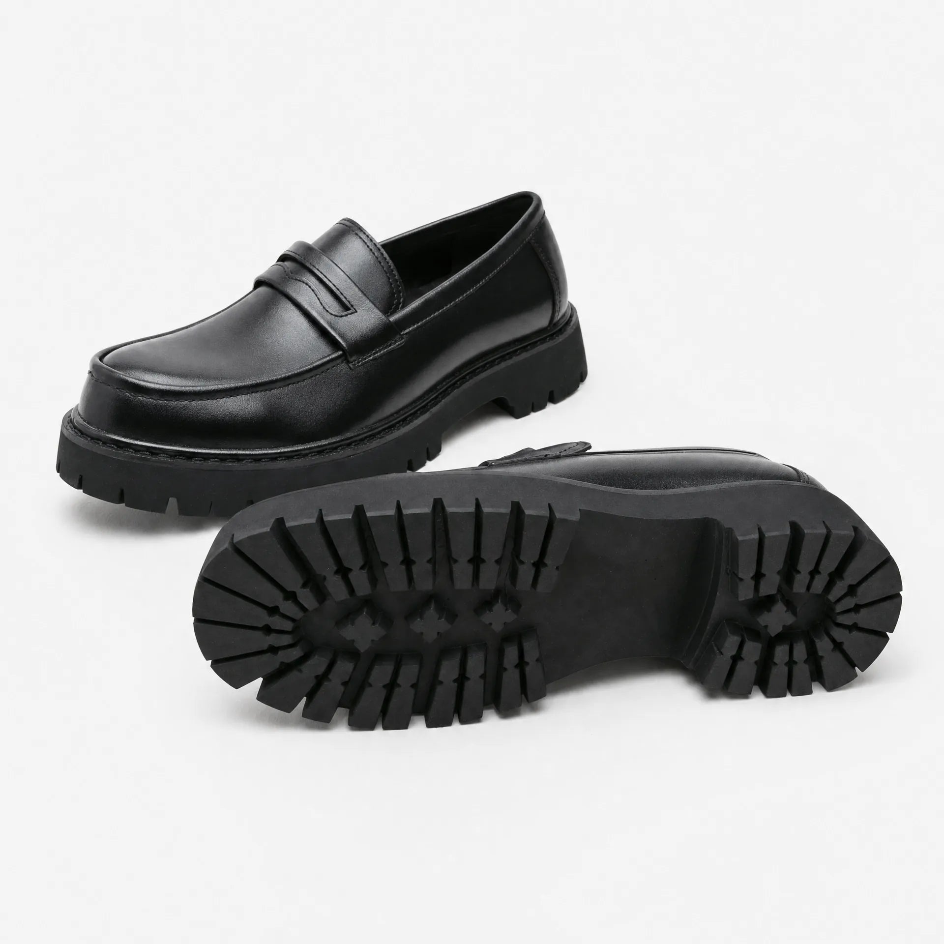 Gentry Morris Black Platform Loafers Mens Chunky