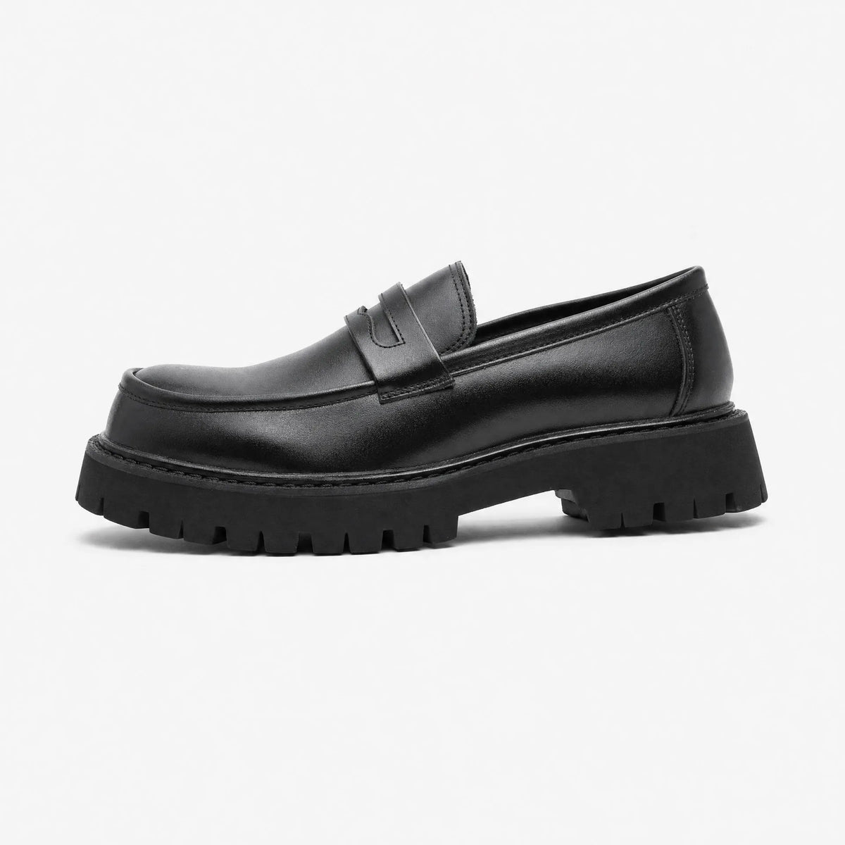 Gentry Morris Black Platform Loafers Mens Chunky