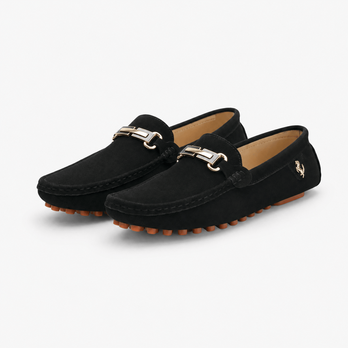 Gentry Morris Black Suede Mens Loafers Buckle