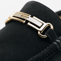 Gentry Morris Black Suede Mens Loafers Buckle