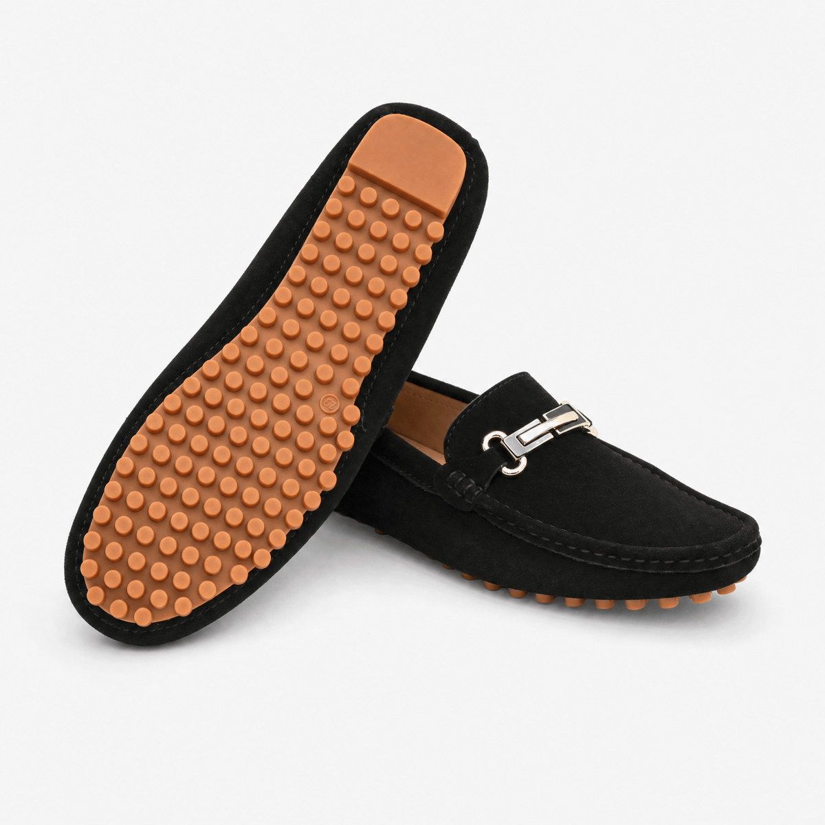 Gentry Morris Black Suede Mens Loafers Buckle