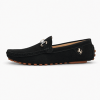 Gentry Morris Black Suede Mens Loafers Buckle