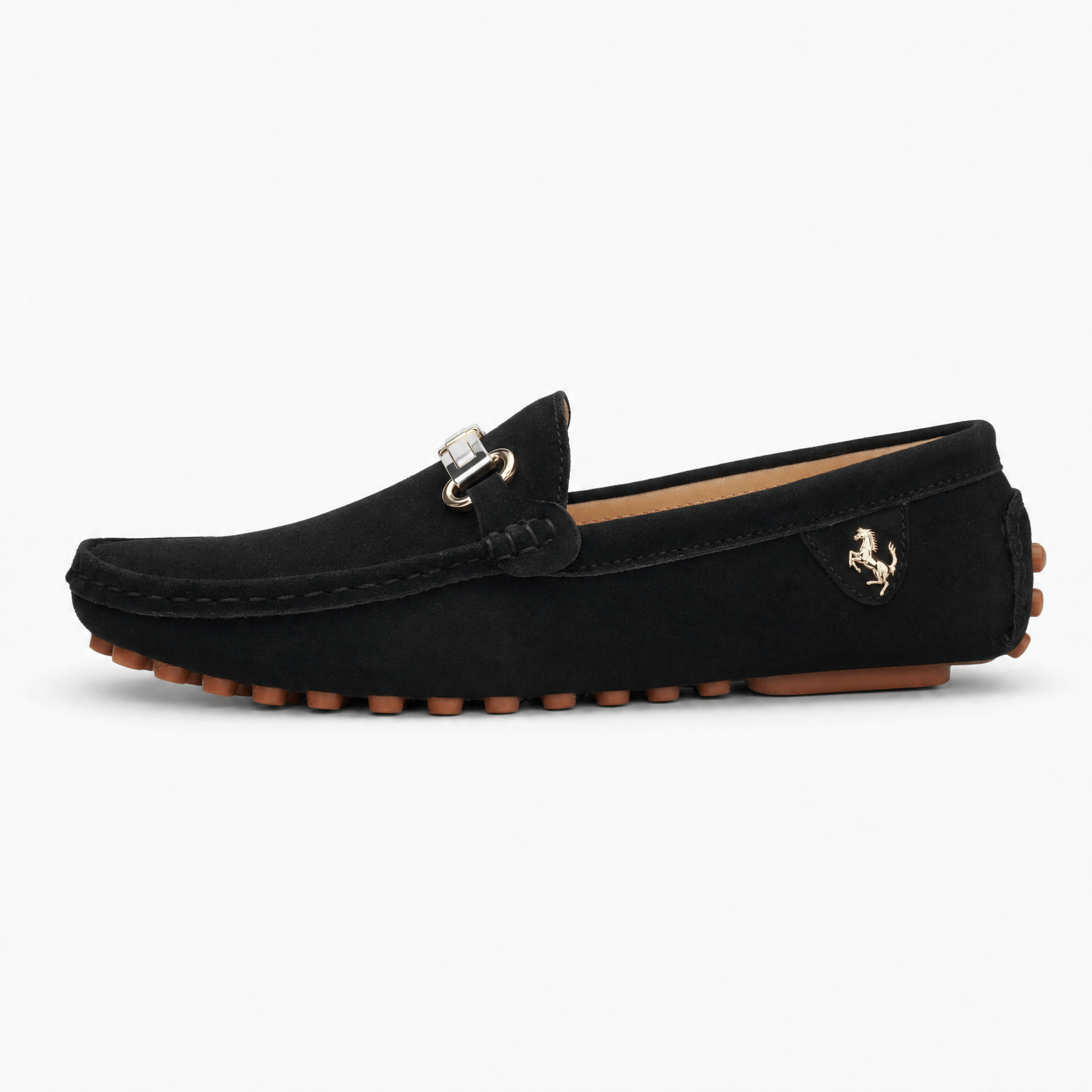Gentry Morris Black Suede Mens Loafers Buckle