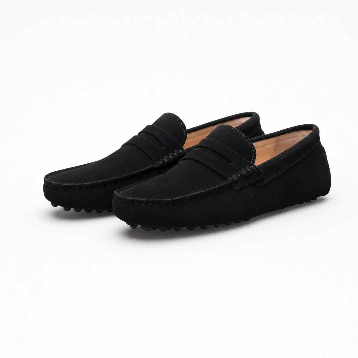 Gentry Morris Black Suede Penny Loafers Driving
