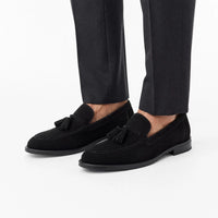 Gentry Morris Black Suede Tassel Loafers Formal
