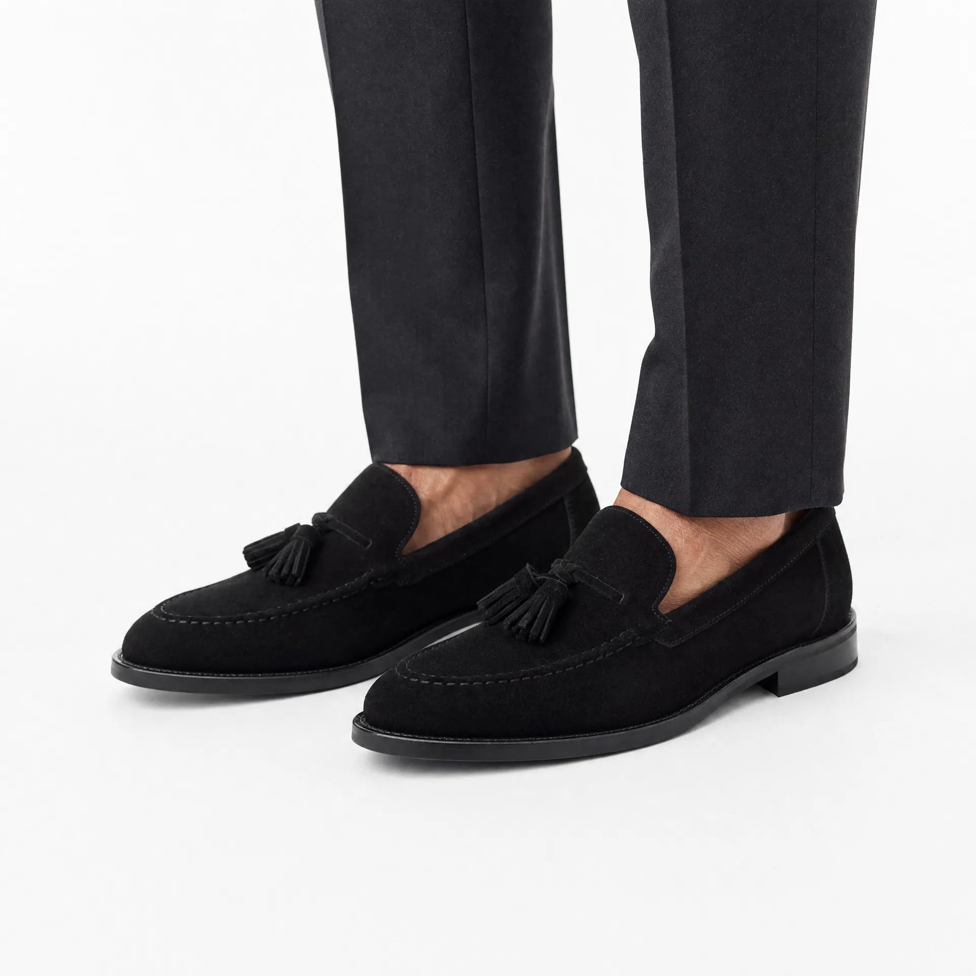 Gentry Morris Black Suede Tassel Loafers Formal