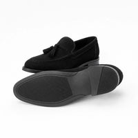 Gentry Morris Black Suede Tassel Loafers Formal
