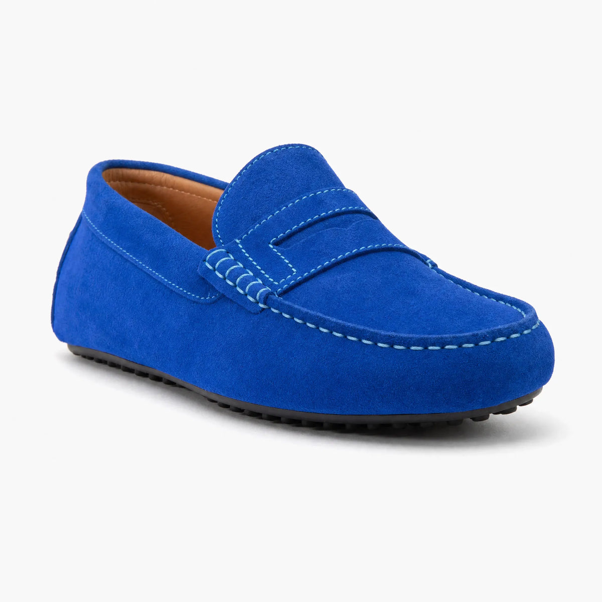 Gentry Morris Blue / 2.5 Penny Suede Loafers Strap Detail