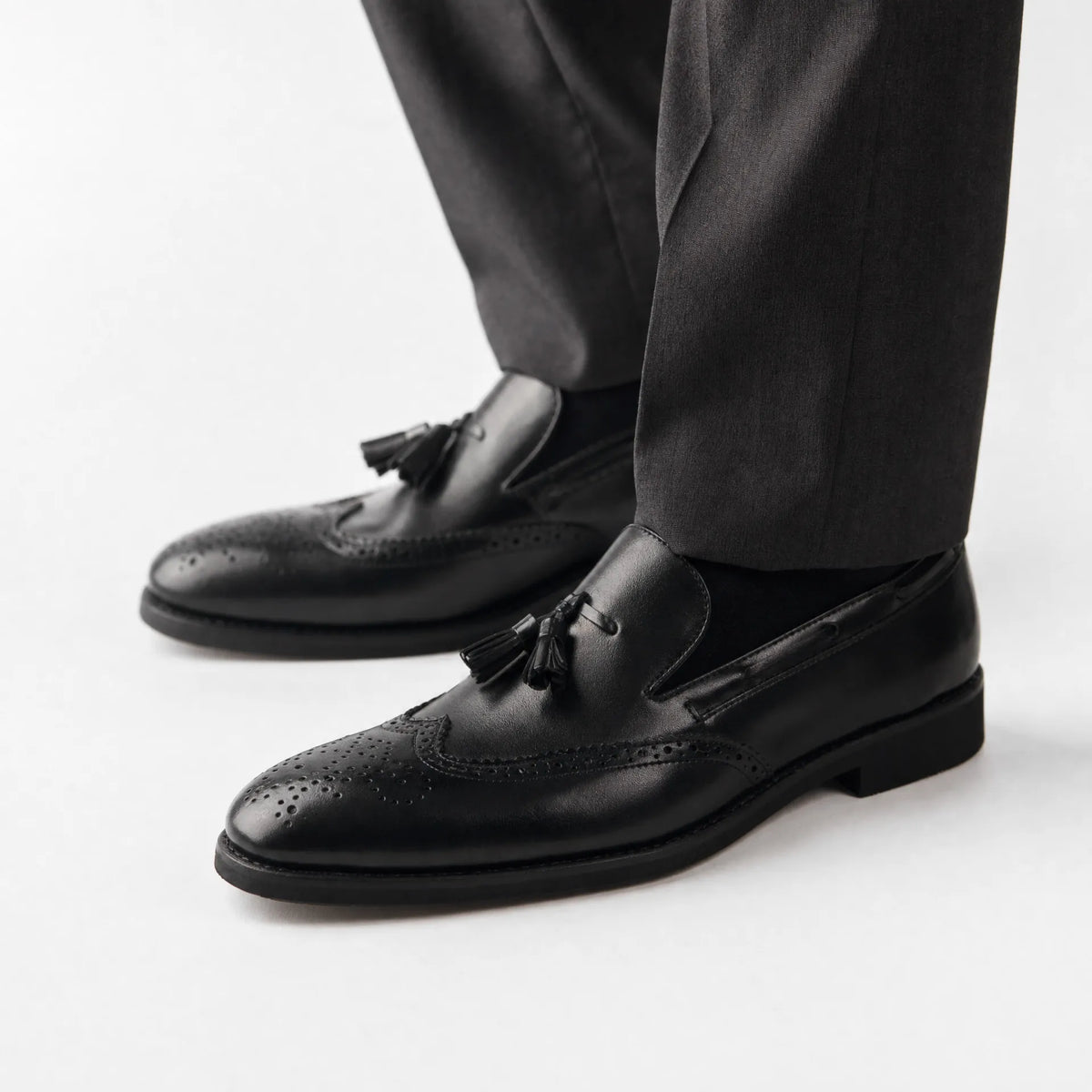 Gentry Morris Brogue Heeled Tassel Loafers Men
