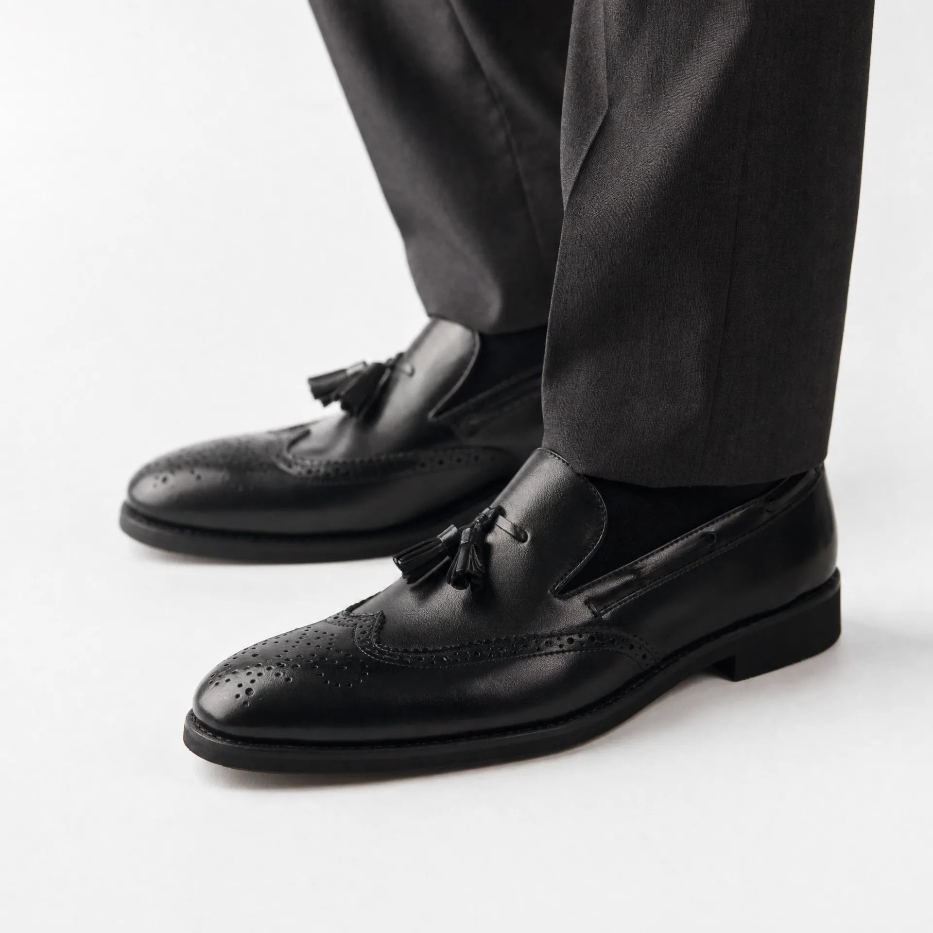 Gentry Morris Brogue Heeled Tassel Loafers Men