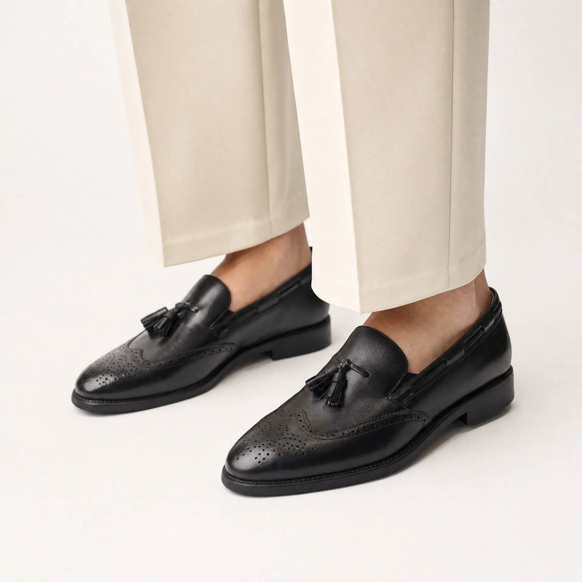 Gentry Morris Brogue Heeled Tassel Loafers Men