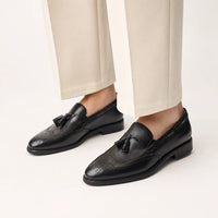 Gentry Morris Brogue Heeled Tassel Loafers Men