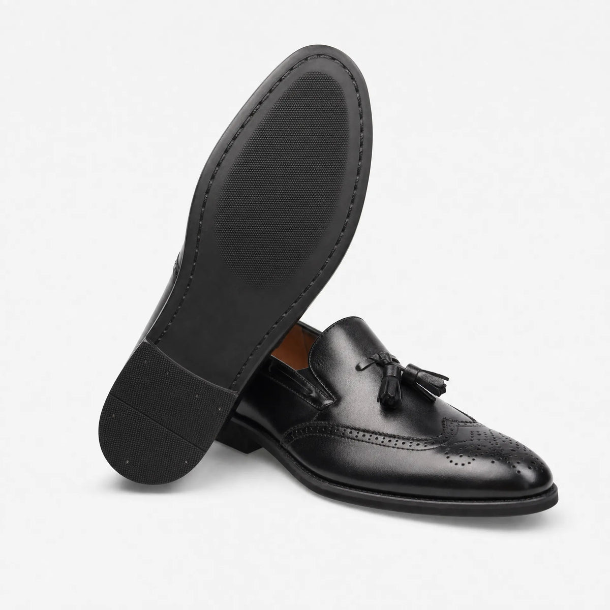 Gentry Morris Brogue Heeled Tassel Loafers Men