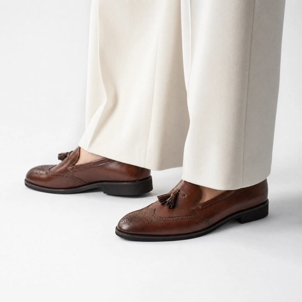 Gentry Morris Brogue Tassel Loafers Block Heel