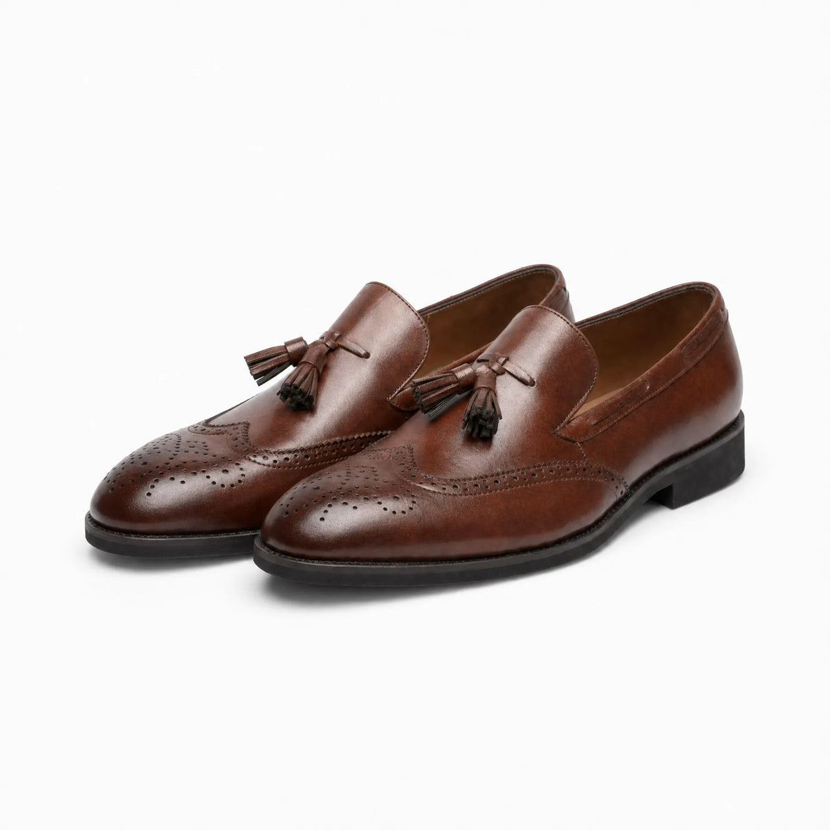 Gentry Morris Brogue Tassel Loafers Block Heel