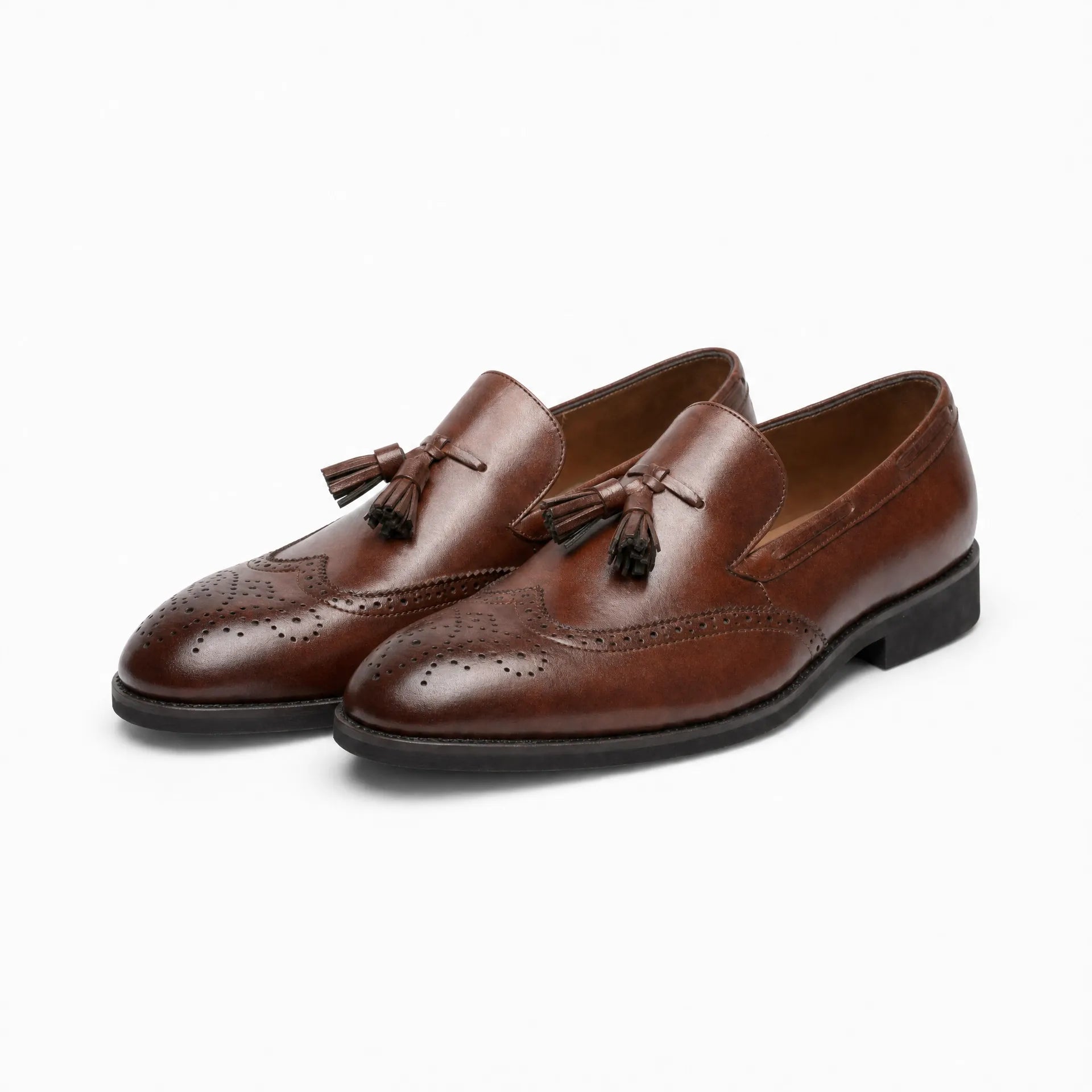 Gentry Morris Brogue Tassel Loafers Block Heel