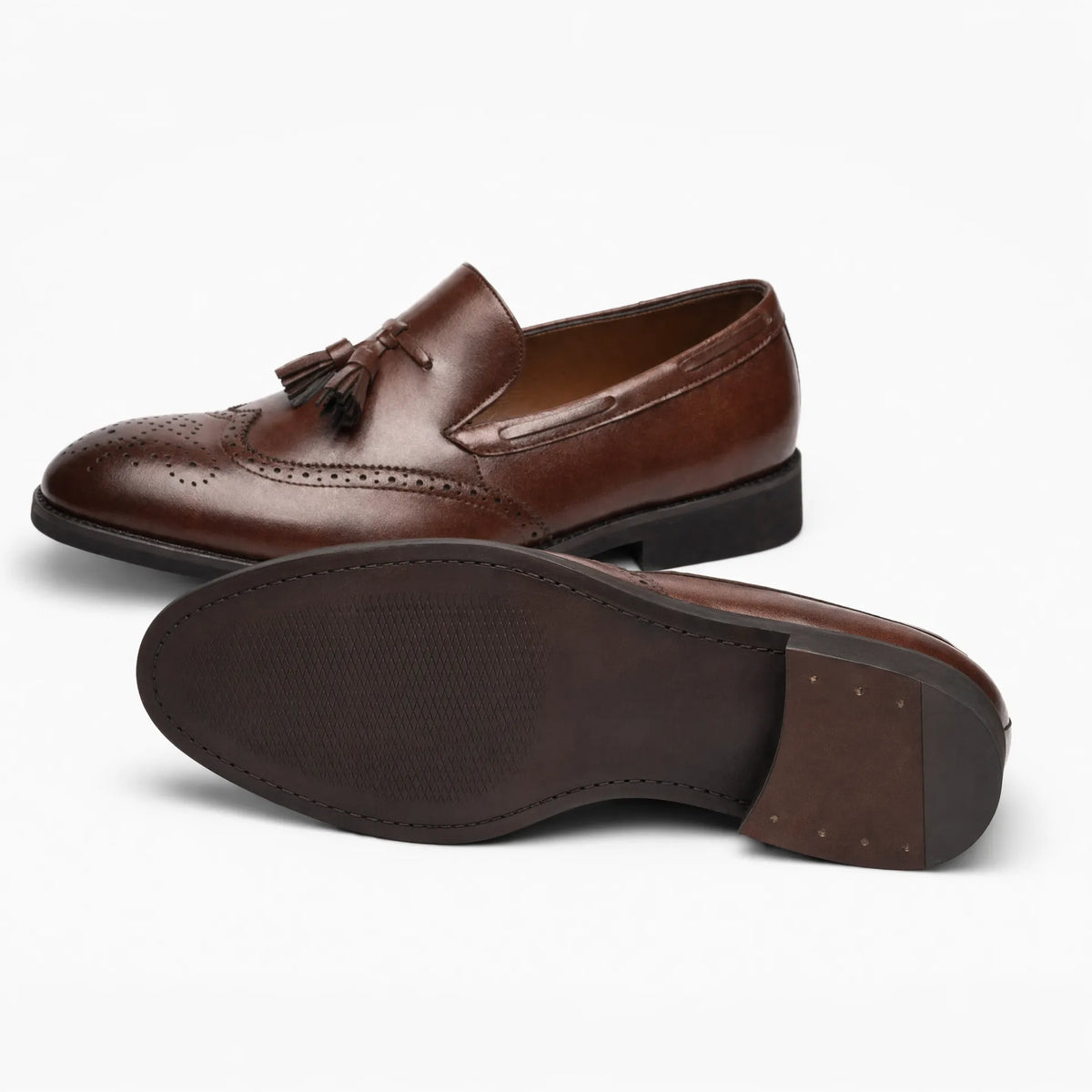 Gentry Morris Brogue Tassel Loafers Block Heel