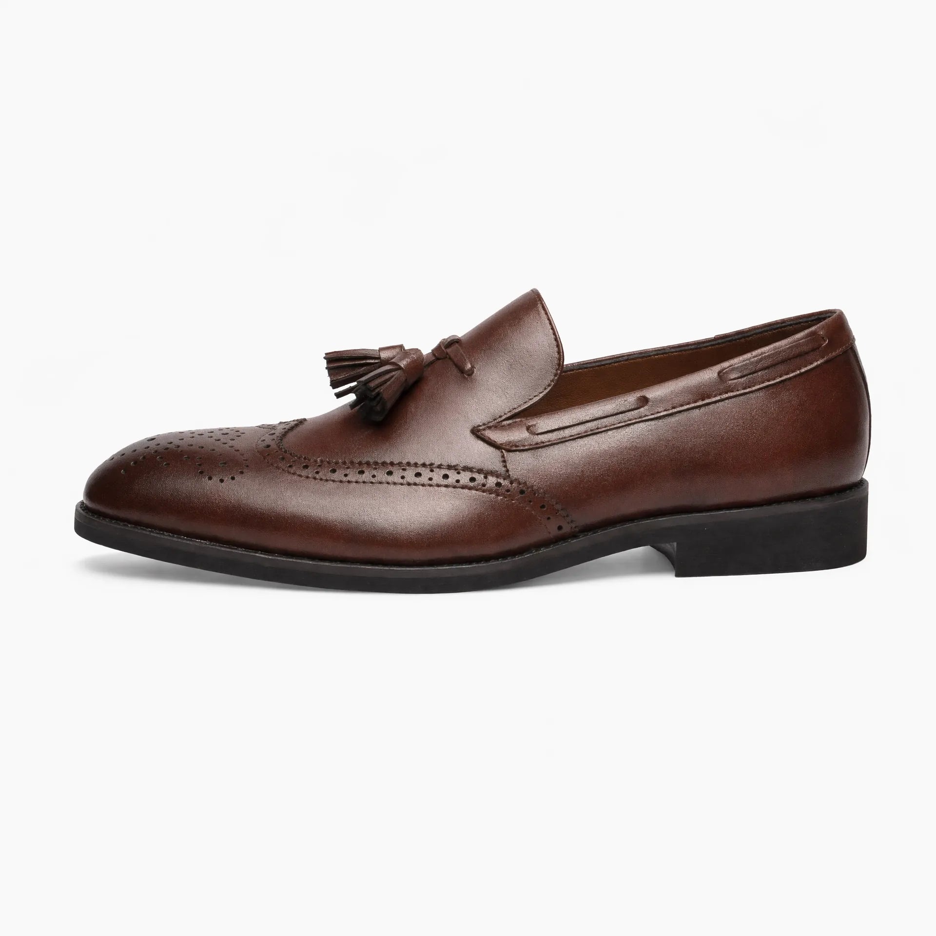 Gentry Morris Brogue Tassel Loafers Block Heel