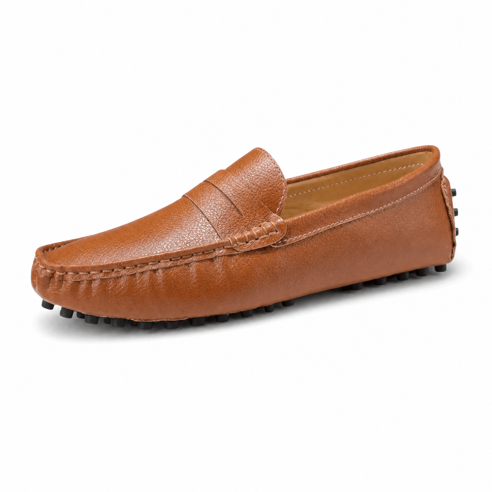 Gentry Morris Brown / 38 Driving Leather Loafers Penny Strap