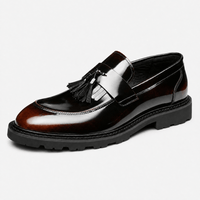 Gentry Morris Brown / 4 Men's Brown Patent Leather Tassel Loafers with Lug Sole