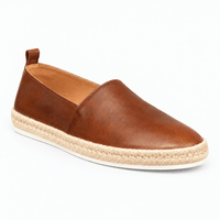 Gentry Morris Brown / 5 Men's Brown Genuine Leather Slip-On Loafers with Jute-Wrapped Midsole