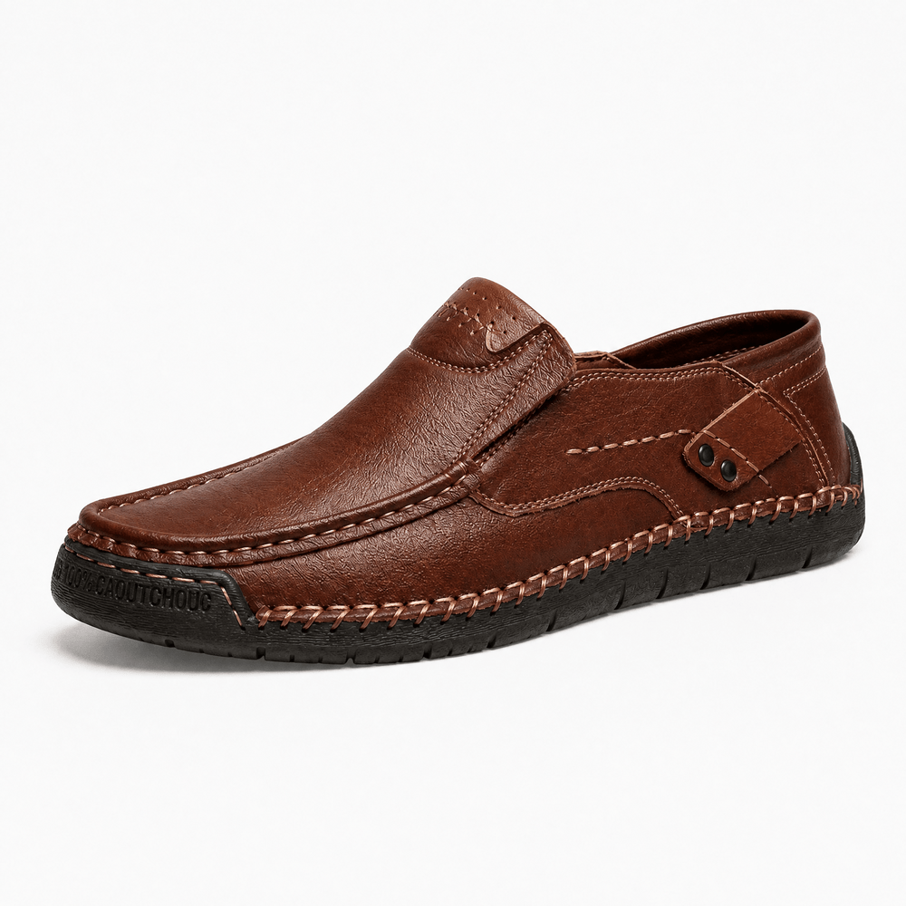 Gentry Morris Brown / 5 Men's Brown Leather Slip-On Driving Loafers
