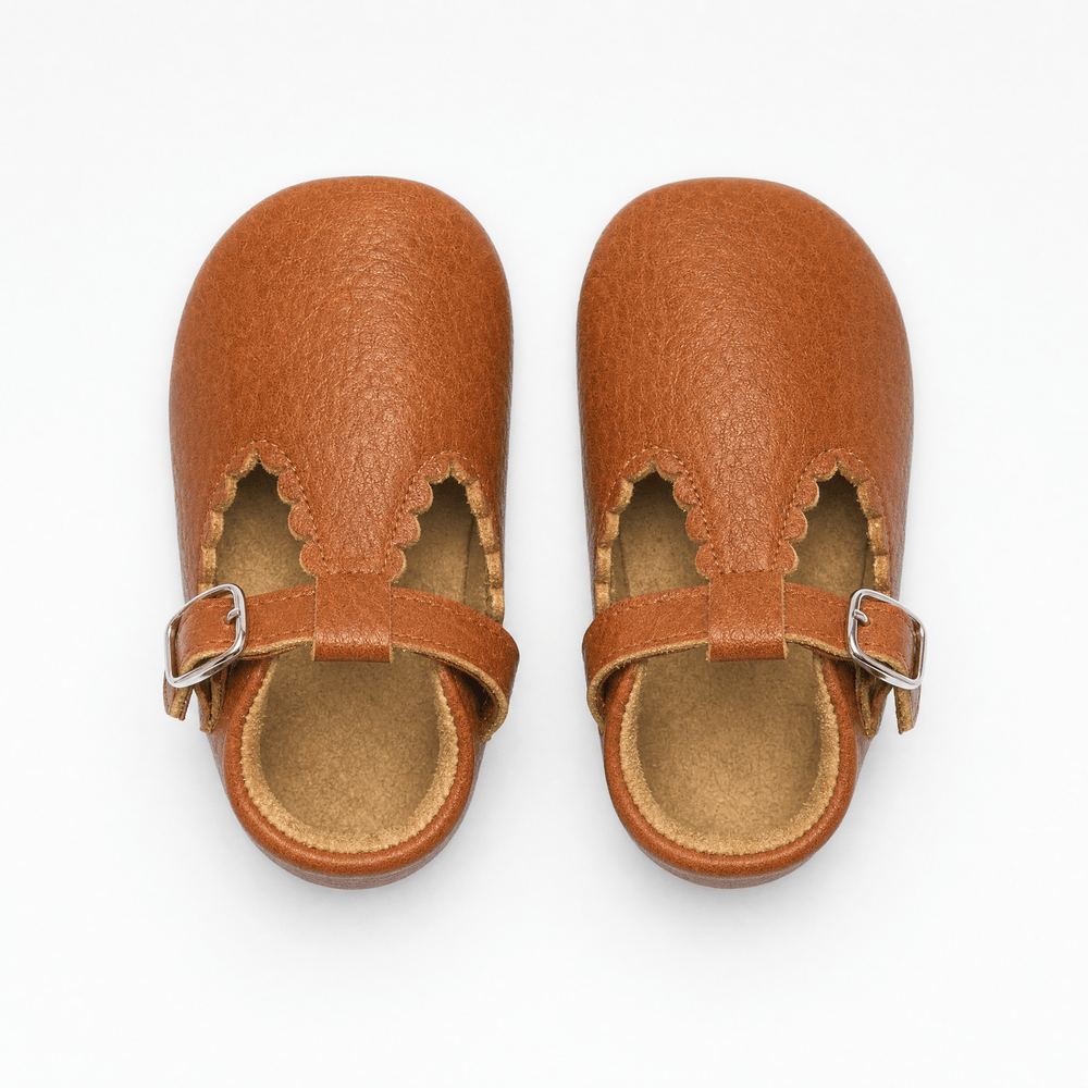 Gentry Morris Brown Buckle Scalloped Baby Loafers