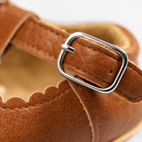 Gentry Morris Brown Buckle Scalloped Baby Loafers