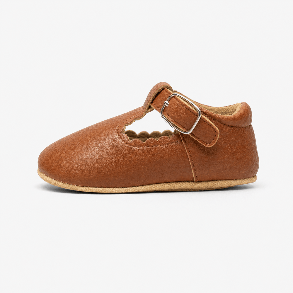 Gentry Morris Brown Buckle Scalloped Baby Loafers