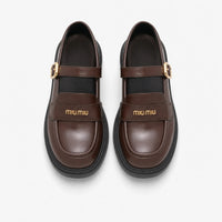 Gentry Morris Brown Chunky Loafers Buckle Strap