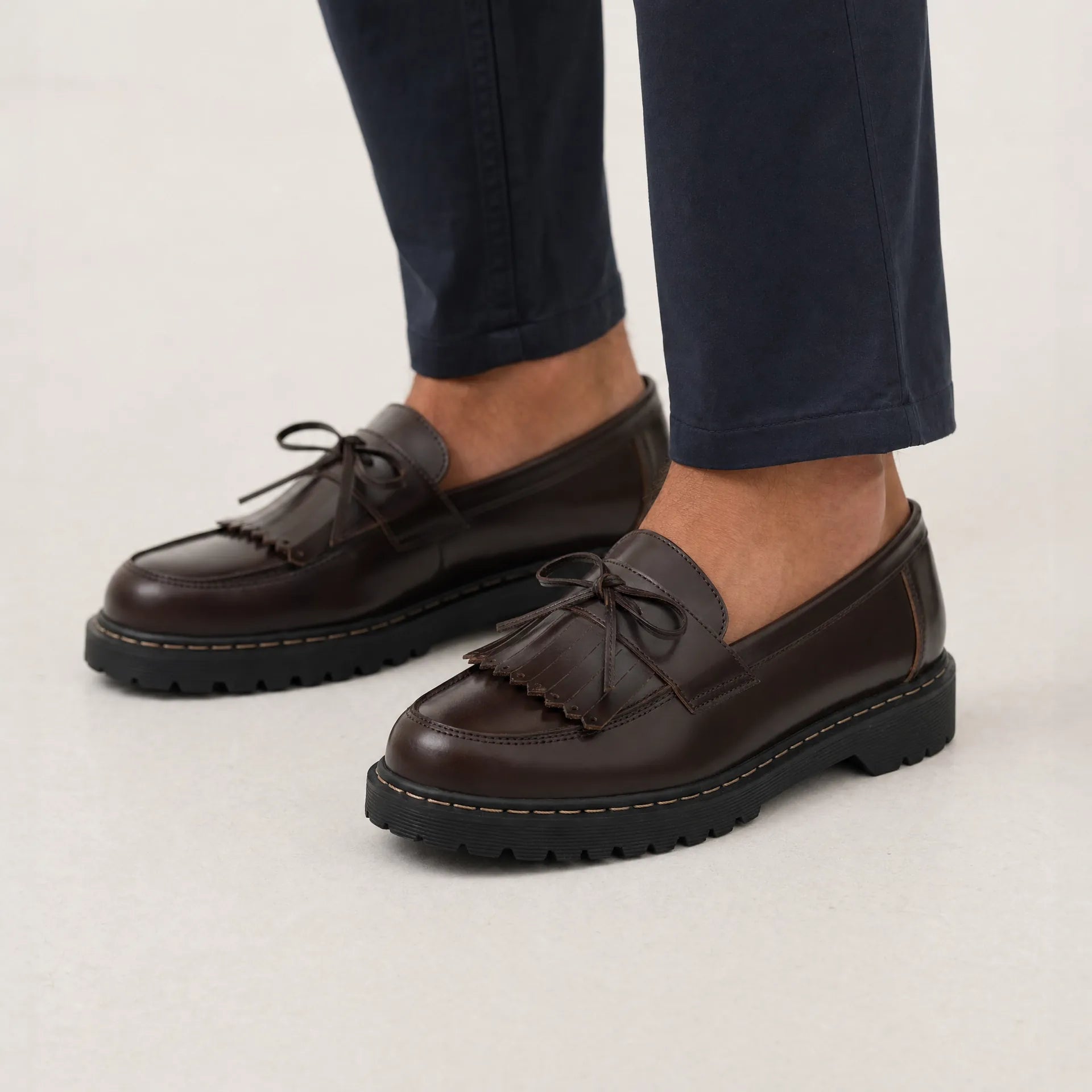 Gentry Morris Brown Chunky Loafers Fringe Bow