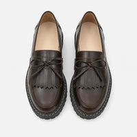 Gentry Morris Brown Chunky Loafers Fringe Bow