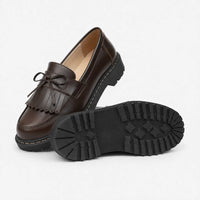 Gentry Morris Brown Chunky Loafers Fringe Bow