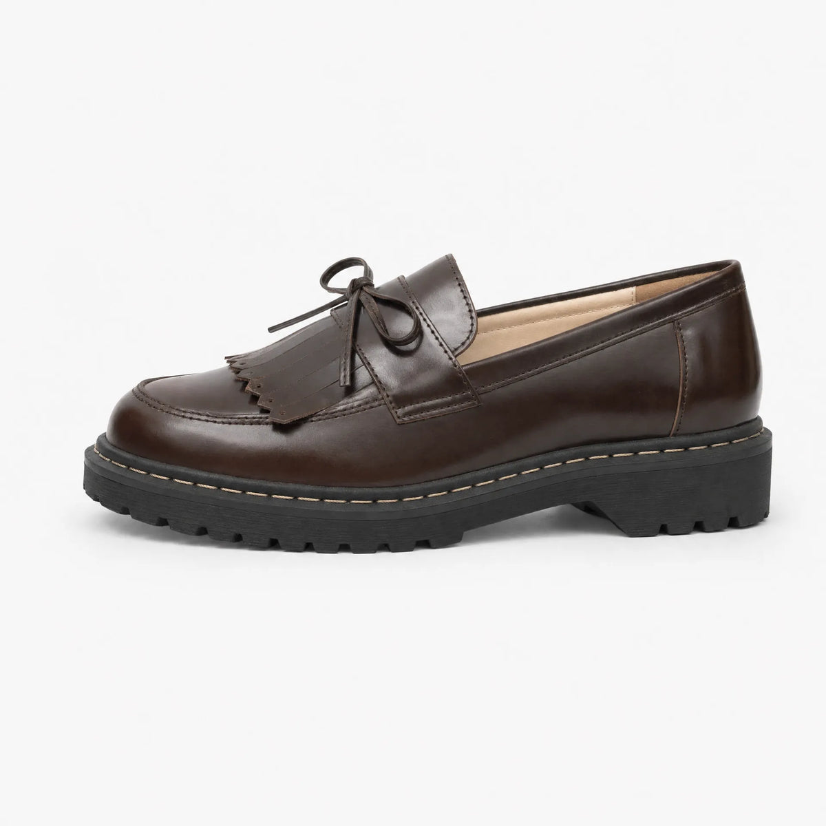 Gentry Morris Brown Chunky Loafers Fringe Bow