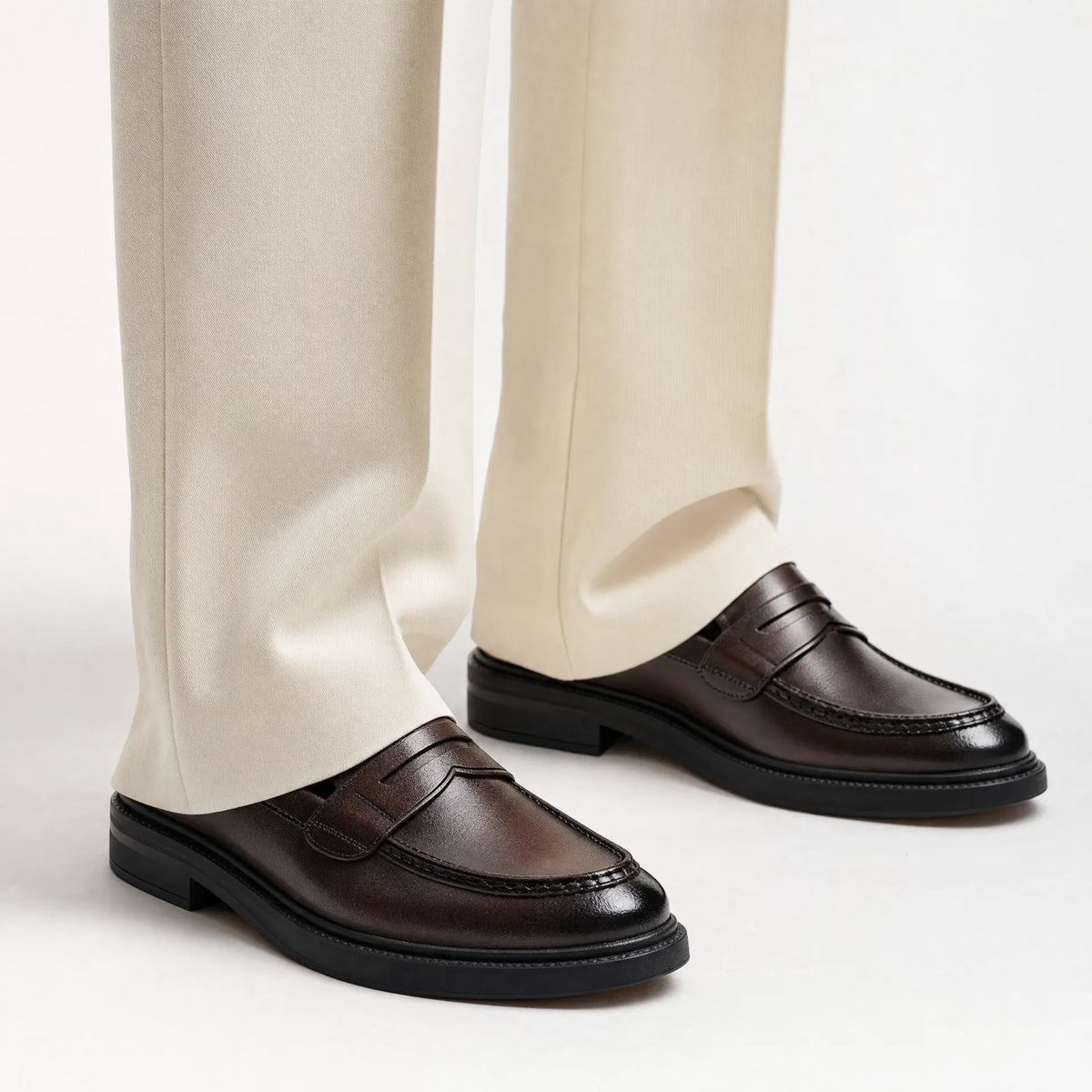 Gentry Morris Brown Chunky Penny Loafers Formal