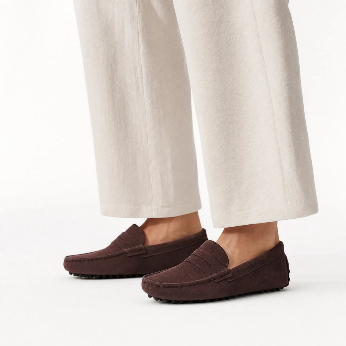 Gentry Morris Brown Driving Suede Loafers