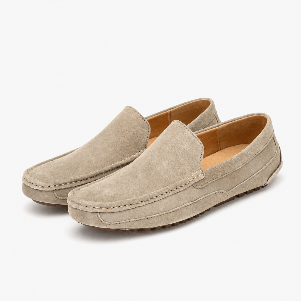 Gentry Morris Brown Driving Suede Loafers Stitched