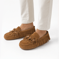Gentry Morris Brown Suede Loafers Fringe Detail