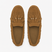 Gentry Morris Brown Suede Loafers Fringe Detail